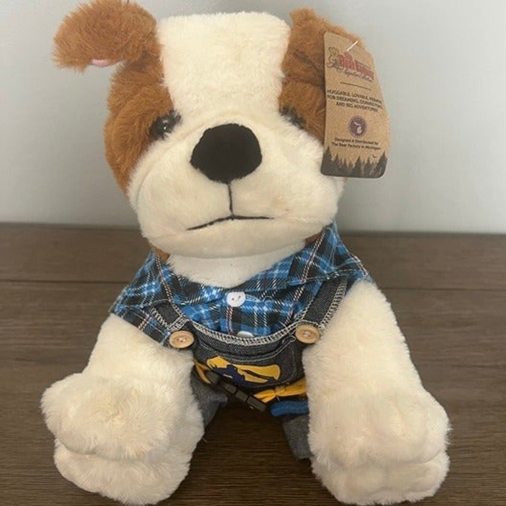 The Bear Factory Signature Collection Construction Bulldog Plush Dog Overalls